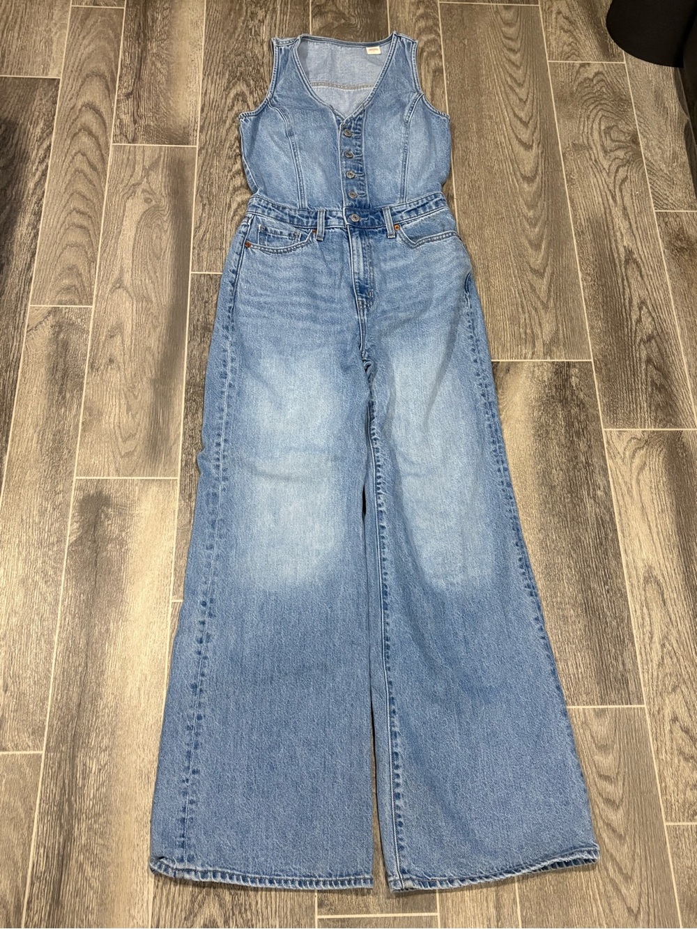 Levi's Light Blue Wide-Leg Denim Jumpsuit - Picture 11 of 12